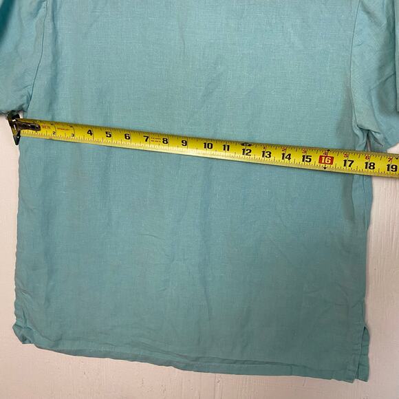 LA Blend 100% Linen Light Blue Embroidered Beaded Top Pants Set Size Medium - Picture 7 of 16